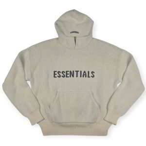Essentials Fear Of God Knit Logo Hoodie Pullover Men's Size Medium Cream & Black